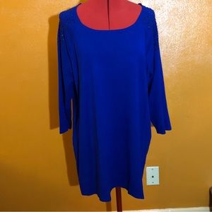 Spense Woman Tunic Knit Top Blue 2X